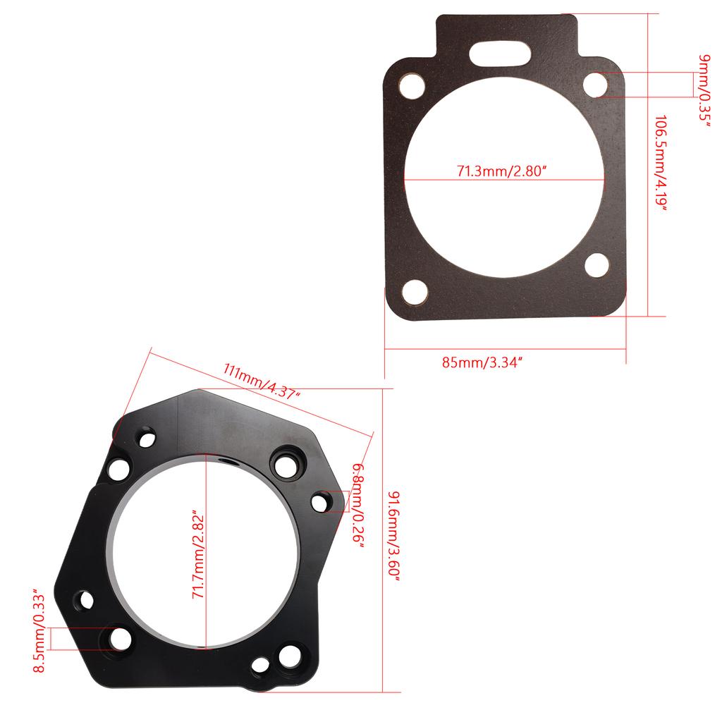 For Honda Civic Si Acura RSX Throttle Body Adapter Kit 72mm RBC to PRB K Series K20 K24