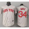 Boston Red Sox 34 Ortiz Embroidered Baseball Jersey Short Sleeve Gray Mens Fan Apparel