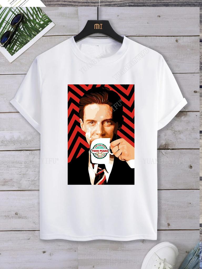 Хипстерская футболка с принтом Twin Peaks Унисекс Свободная футболка Топ Короткий рукав Круглый вырез Уличная Горячая Распродажа