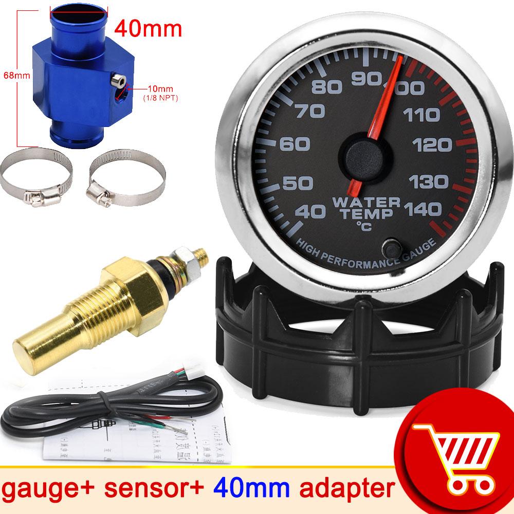 52MM Water Temperature Gauge 40-140 Celsius Car Water Temp Joint Pipe Sensor Adapter 1/8NPT Temperature Indicator for Car
