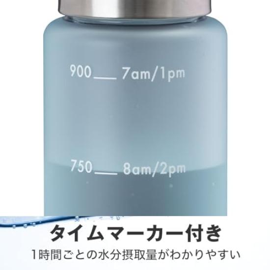 Atlas Water Water 1 Direct Memory Time Marker Handle Easy to Wide Large Sports BPA Matte Clear Bottle, Bottle, 1000ml, Liter, Drinking, Included,