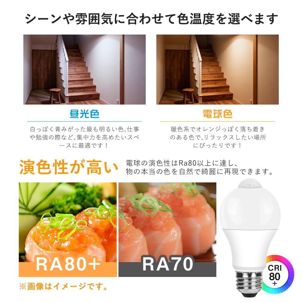 Shared Lighting Набор из 2 светодиодных лампочек E26 с датчиком движения, эквивалент 60 Вт, дневной белый свет, 810 лм, автоматическое включение/выключение, с датчиком освещенности, для входа,