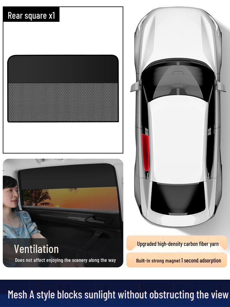 Magnetic Mesh Car Sun Shade - Summer Heat Protection, UV Shield, Clear View.