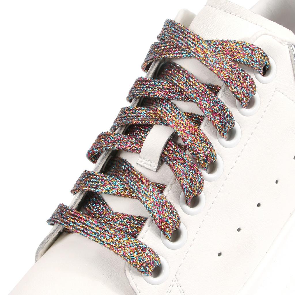 Pearlescent Colorful Shoelaces Flat Double-layer Shoelaces