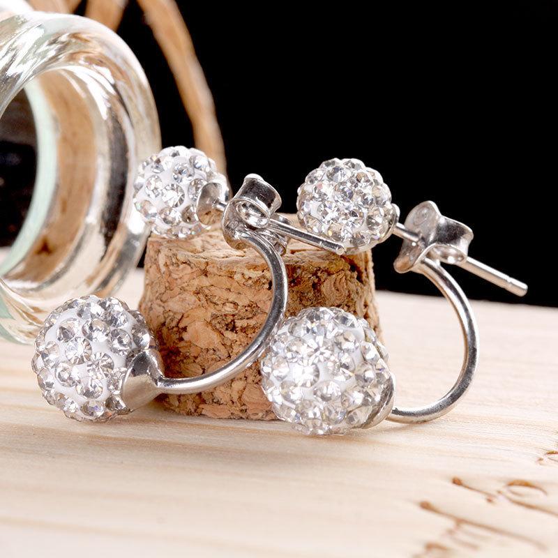 Женские корейские модные роскошные мини-серьги-гвоздики со стразами, простые посеребренные 925 пробы, антиаллергенные элегантные женские украшения для ушей