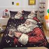 3D Microfiber Fabric Christmas Bedding Set Santa Claus Quilt Cover Pillowcase 2 or 3 EU220 * 240 Full-size Quick Drying Easy Cleaning Home Decoration