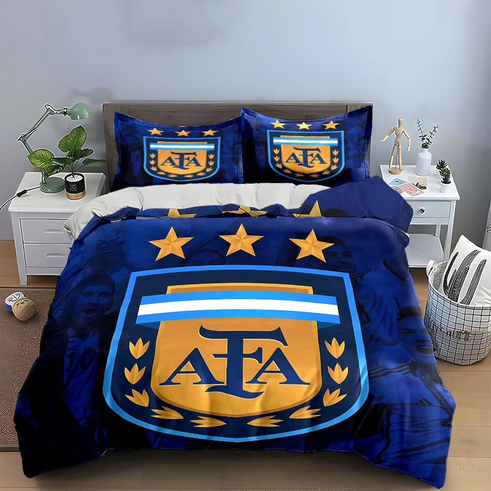 Blue bedding featuring AFA logo. Bedding sets Duvet cover sets Duvet covers Pillowcases(1 * Duvet Cover 2 * Pillowcases without duvet insert)