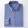 100% Чистый Хлопок Мужская Рубашка с Длинным Рукавом для Оксфордской Рубашки Мужские Клетчатые Рабочие Повседневные Рубашки Обычный Крой Социальная Рубашка Мужская Одежда S-6XL