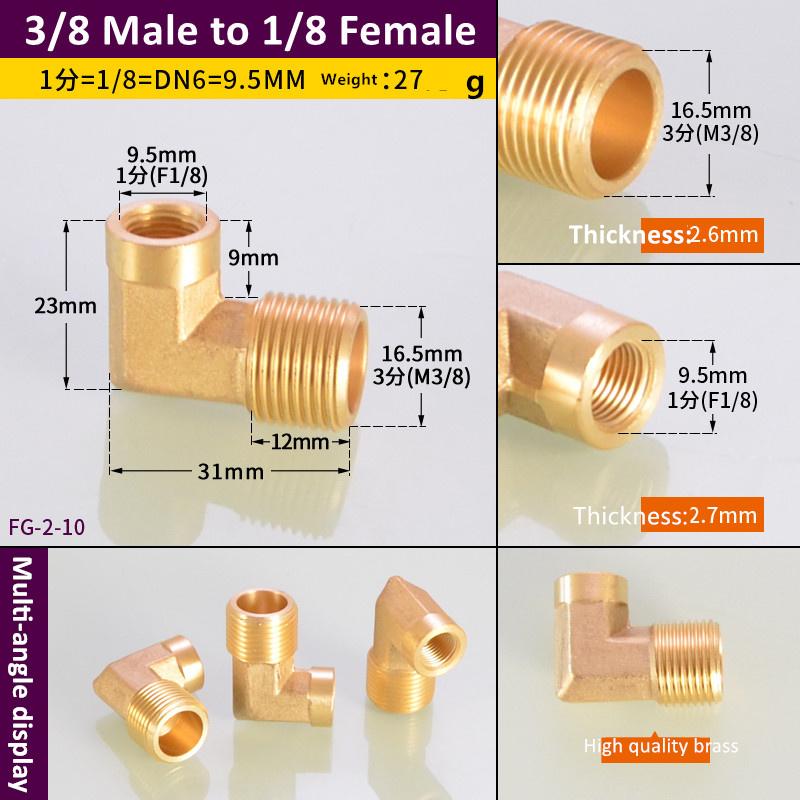 1/8" 1/4" 3/8" 1/2" 3/4" 1" Внутренняя x Наружная резьба 90° Латунный угольник Трубный фитинг Соединитель Муфта Для воды Топлива Медный адаптер