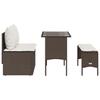 3 Piece Outdoor Dining Set with Cushions Brown Poly Rattan