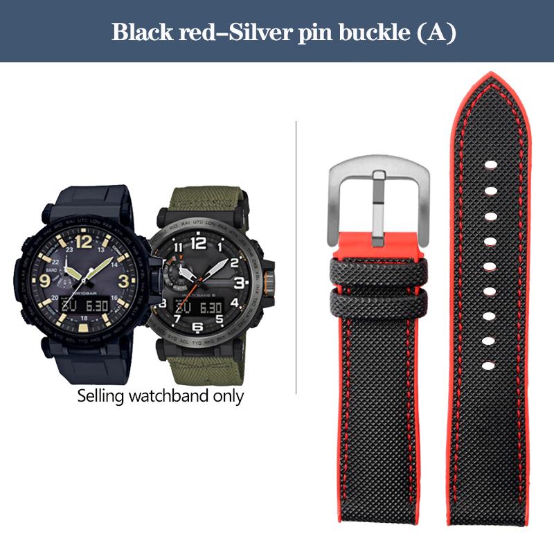 Нейлоновый ремешок для часов с резиновым низом для серии Casio PROTREK PRG-600YB PRG-650 PRW-6600, парусиновый силиконовый ремешок для часов, спортивный ремешок 24 мм