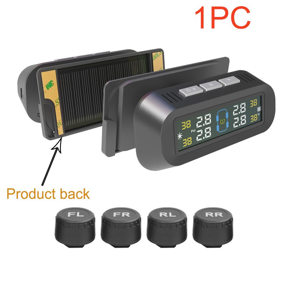 Автомобильный монитор давления с солнечной батареей и зарядкой через USB Tpms, цифровой ЖК-дисплей для измерения давления в шинах, водонепроницаемый с 4 внешними внутренними датчиками