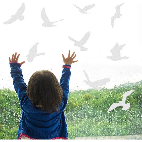 Boao 40 Pieces Large Size Anti-Collision Window Clings Bird Window Stickers Prevent Bird Strikes on Doors Windows Glass Translucent/Dusted Bird