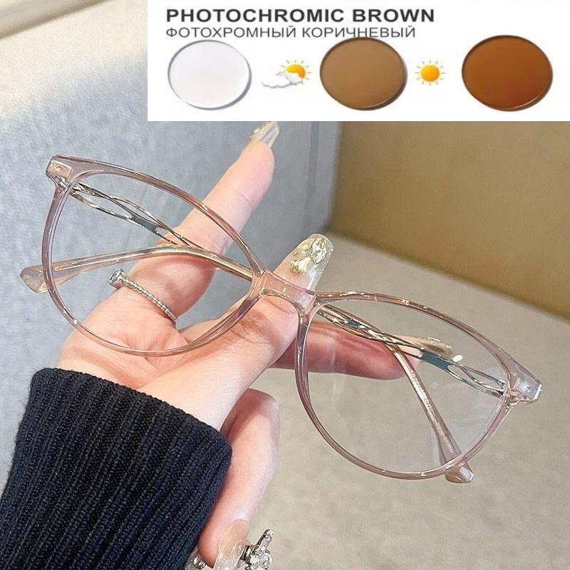 New Light Wine Red Small Oval Frame Glasses With Myopic Glasses Option Customized Degree Glasses Frame 0~-6.00