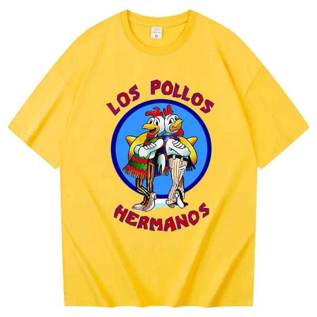 Мужская футболка Los Pollos Hermanos 100% Хлопок Во все тяжкие LOS POLLOS Братья-курицы С принтом Желтая Смешная Футболка Мужские Рубашки