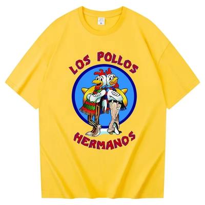 Мужская футболка Los Pollos Hermanos 100% Хлопок Во все тяжкие LOS POLLOS Братья-курицы С принтом Желтая Смешная Футболка Мужские Рубашки