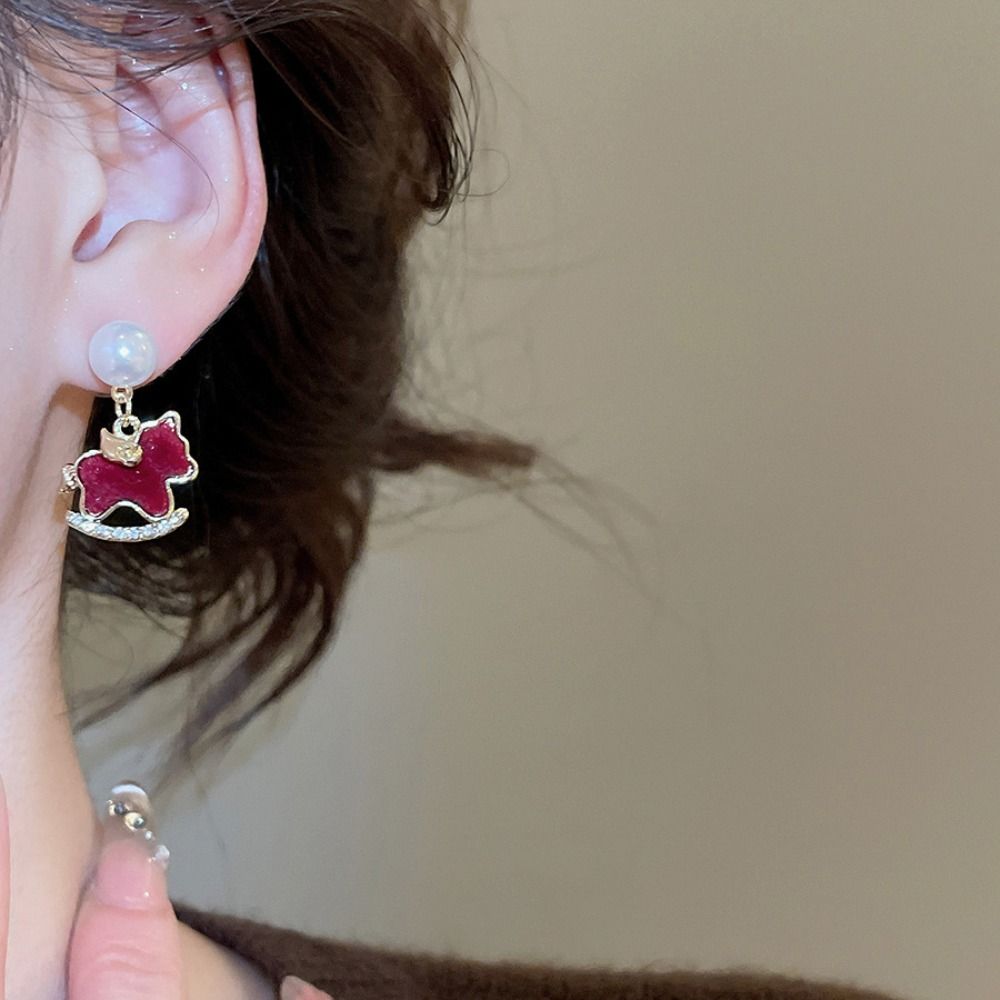Sweet Pony Pearl Earrings Cute Earrings for Women Delicate Ear Studs Gifts