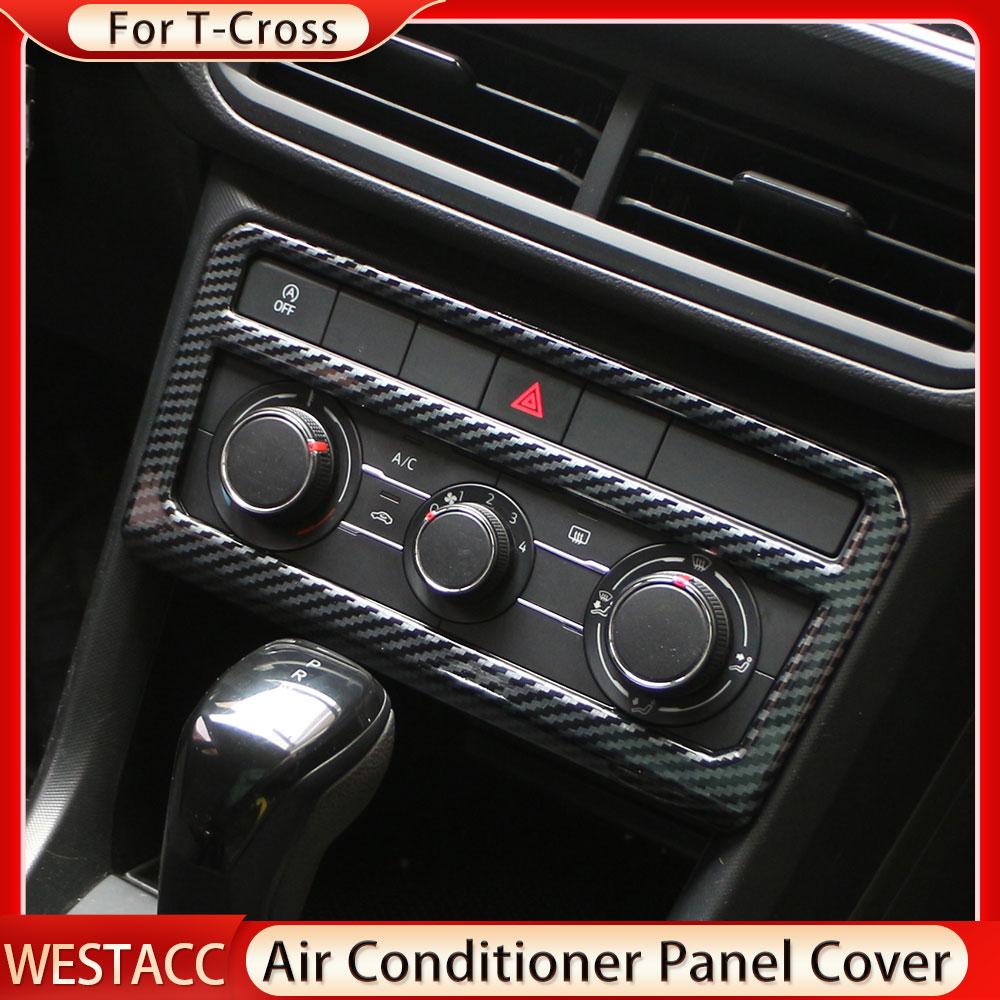 Углеродное волокно, кнопка кондиционера для автомобиля, ручка переменного тока, панель, наклейка, накладка для Volkswagen VW T-Cross Tcross 2018-2023