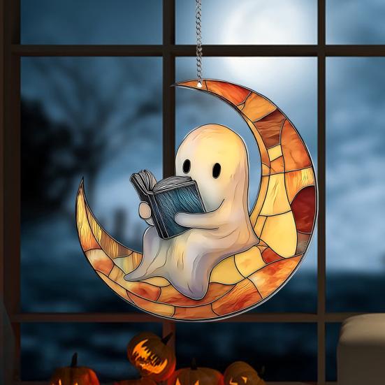 Ghost Hanging Decoration Acrylic Ghost Series Sun Catcher Cartoon Ghost Halloween Decoration for Windows Porch Walls