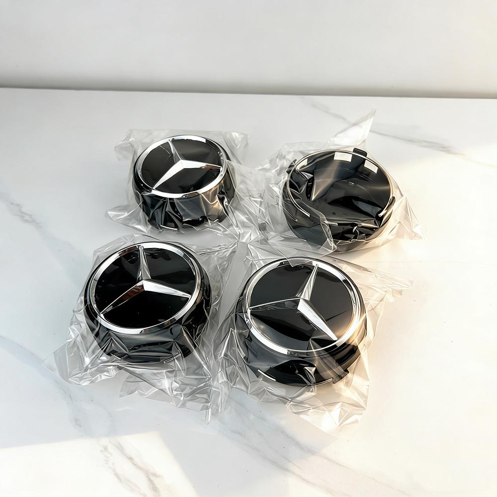 75mm Black Red Raised Wheel Center Hub Caps 4Pcs for Mercedes Benz A0004000900 Car Accessories AU1 QQ32