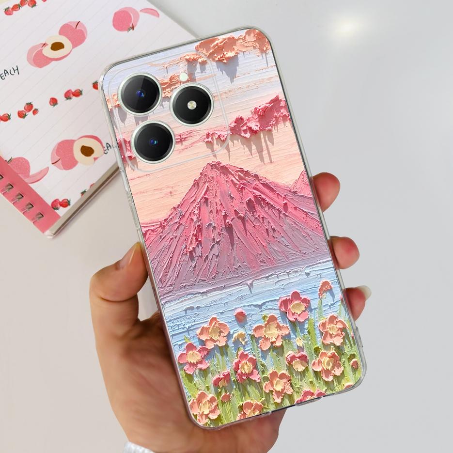Чехол для Realme C61 Чехол для Realme C63 Милый Кот Мультяшный Расписной Чехол Мягкий Силиконовый Чехол для Телефона Для Realme C61 RealmeC61 RealmeC63 Fundas
