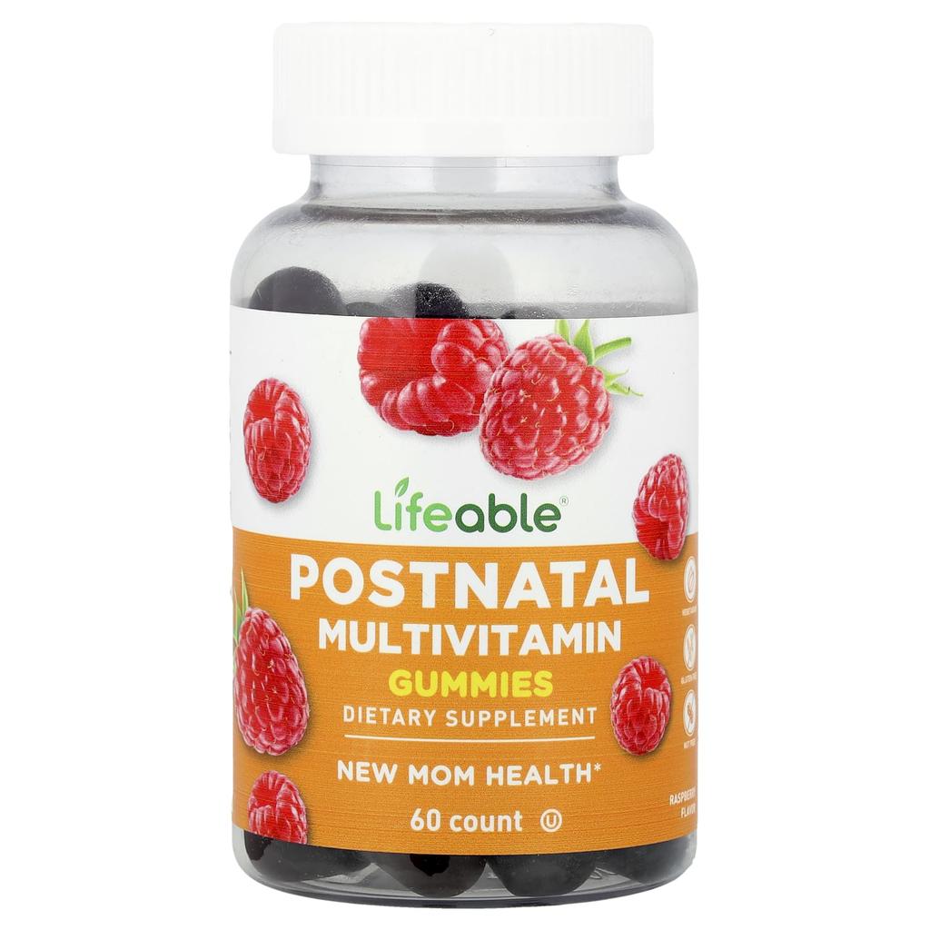 Lifeable Postpartum Multivitamin Gummy, Raspberry, 60 Gummies