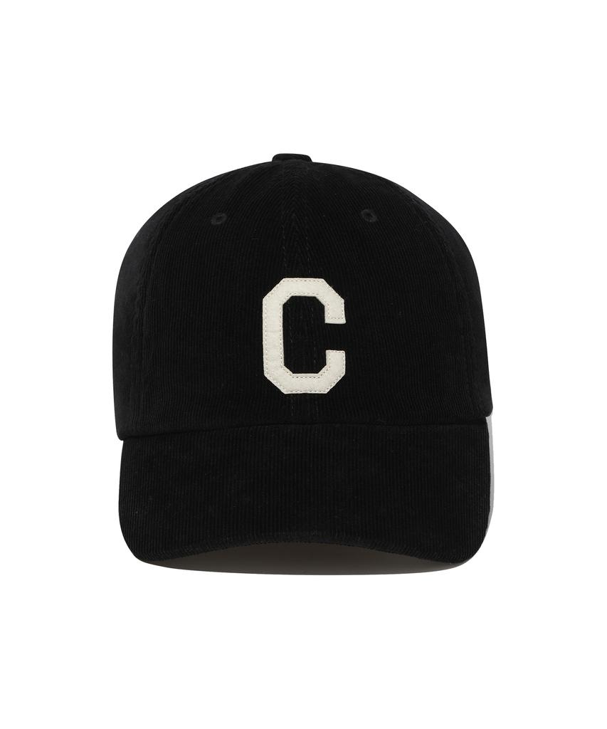 COVERNAT [Cozy Fit] C Logo Applique Corduroy Ball Cap Black