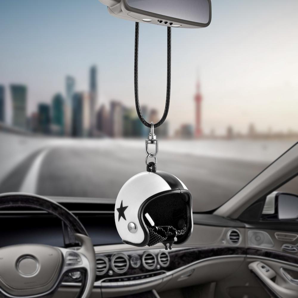 Car Pendant Cute Helmet Rearview Mirror Hanging Automobile Interior Decoration Ornament Accessories