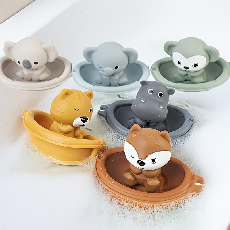 1/3Pcs Kids Bath Toys, floating animal & stacking boat design, squeeze finger puppets, perfect for holiday gifts.