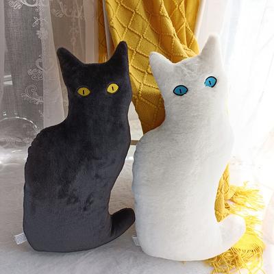 Черный кот декоративная подушка плюшевая игрушка кот спина белый кот кукла девочка спящая успокаивающая тряпичная кукла