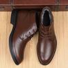Pointed Toe Warm Plush Fur Men Boots Lace-Up Male Winter Ankle Boots Genuine Leather Business Botas High Quality Leisure Shoes