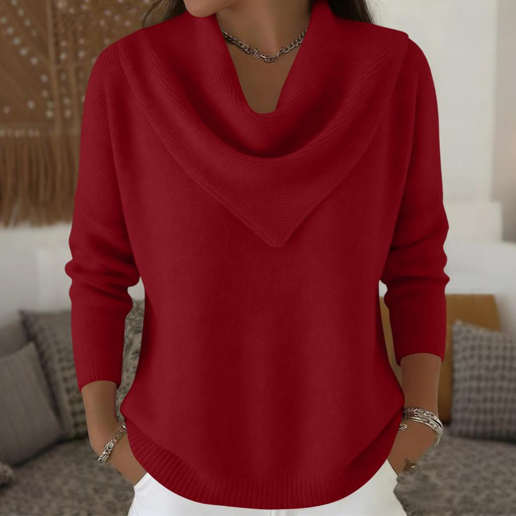 Женский модный однотонный пуловер с круглым вырезом и длинными рукавами, вязаный свитер-топ