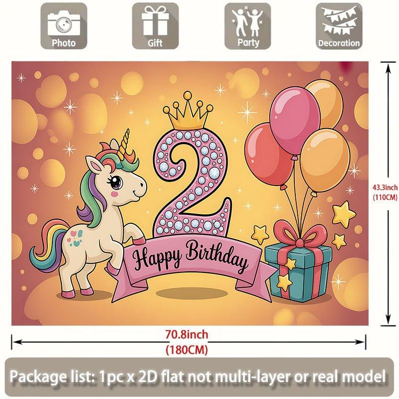 Party Backdrop Unicorn Flat Second Events Wedding Coming Ceremony Four Season Photo Background Decor Front Door Decor