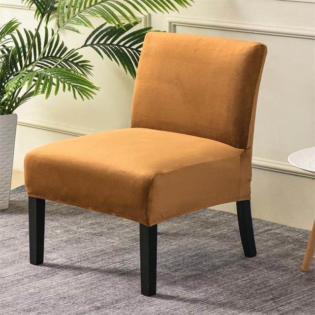 Velvet Armless Chair Cover Solid Single Sofa Slipcover Nordic Accent Stretch Chair Covers Elastic Cheap Couch Protector Cover