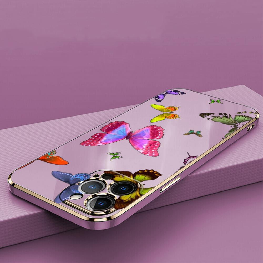 N76 Мягкие чехлы для телефонов из ТПУ с покрытием «бабочка» для Samsung A54 A13 A14 S24 Plus S23 Ultra S20 S21 FE A55 A05 A52s, противоударный чехол