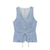 Womens Casual Denim Vest Wide Leg Jeans Set Street Style 2025