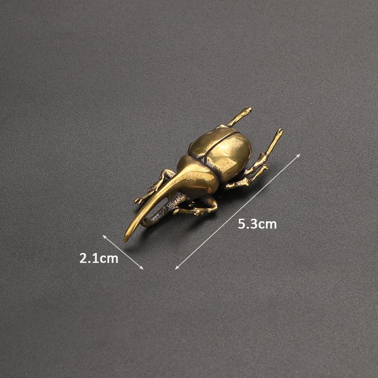 Solid Brass Simulation Insect Small Sculpture Creative Japanese Rhinoceros Beetle Insect Animal Ornament Home Decor Crafts