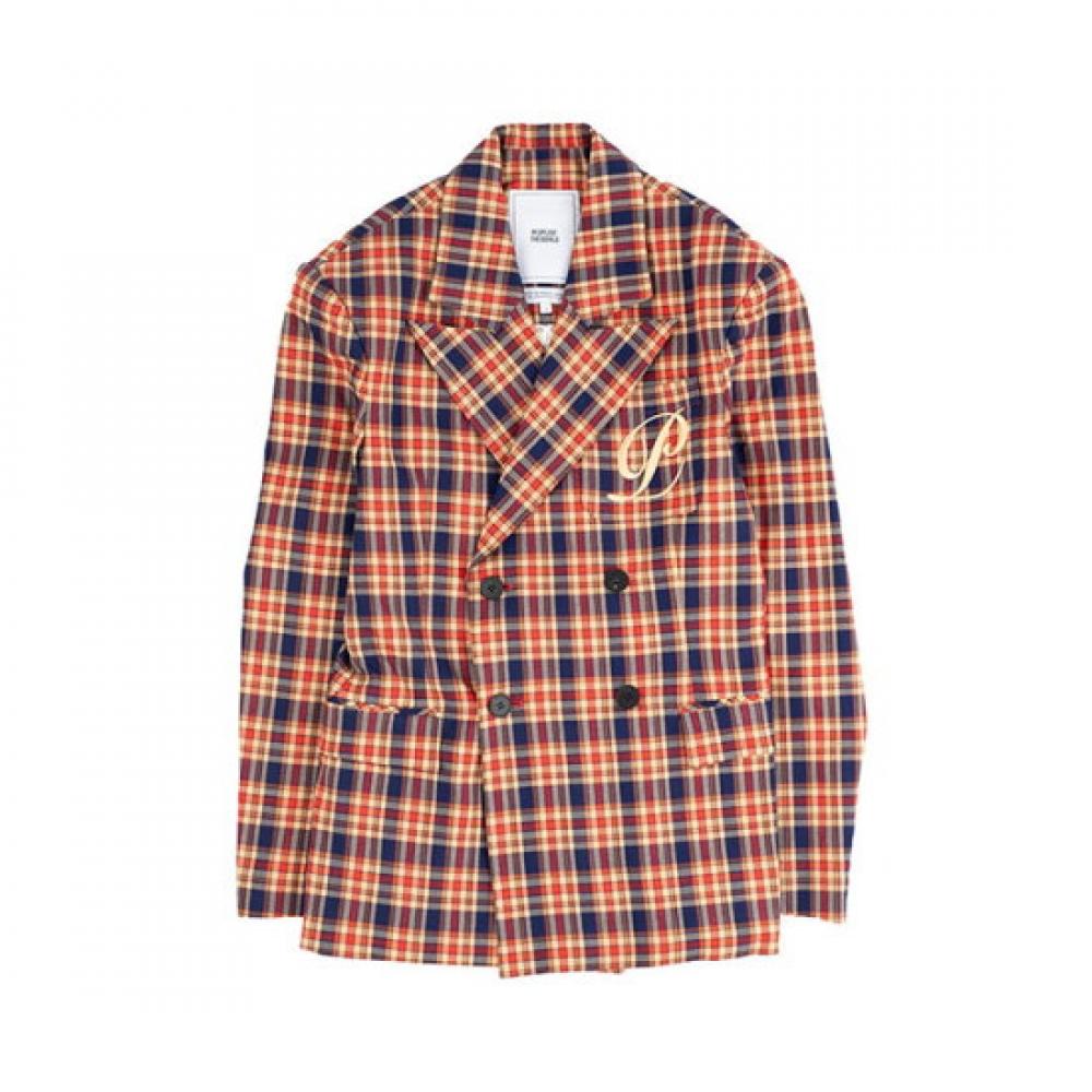 People Of The World Check Double Blazer 23fw