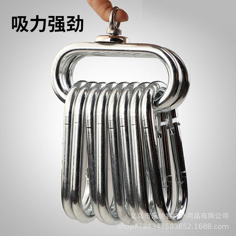 Мощный магнитный спасательный магнит J48 с магнитом NdFeB, основанием с присоской и подъемным кольцом для надежного удержания и фиксации.