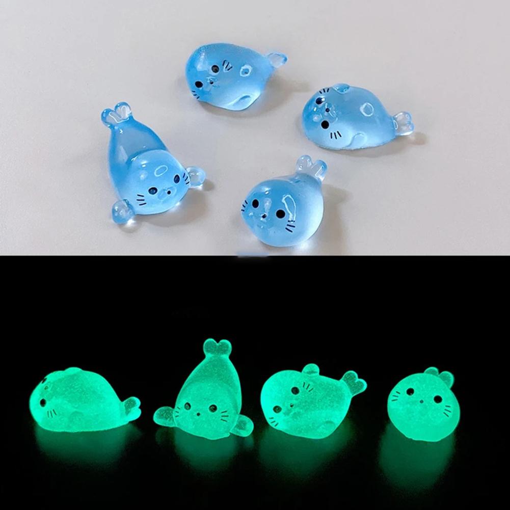 10PCS Luminous for mini Seal Figurines for Marine Decor For DIY Creative Animal Statues for Terrariums and Aquariums