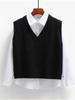 Жилет свитер с V-образным вырезом, короткий свободный жилет, женский вязаный жилет