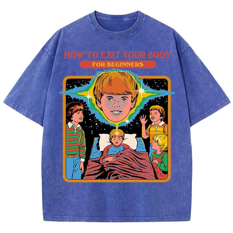 Как выйти из своего тела Принты Выстиранная мужская футболка Летняя дышащая повседневная футболка с коротким рукавом из мягкого хлопка Уличная одежда Свободный топ
