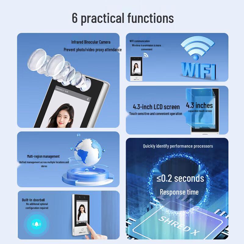 Dahua K41-W Face Recognition Access Control & Attendance System CN plug (adapter included)