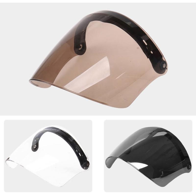 Retro Open Face Helmet Visor 3-snap Design for Scratch Resistant UV Protected