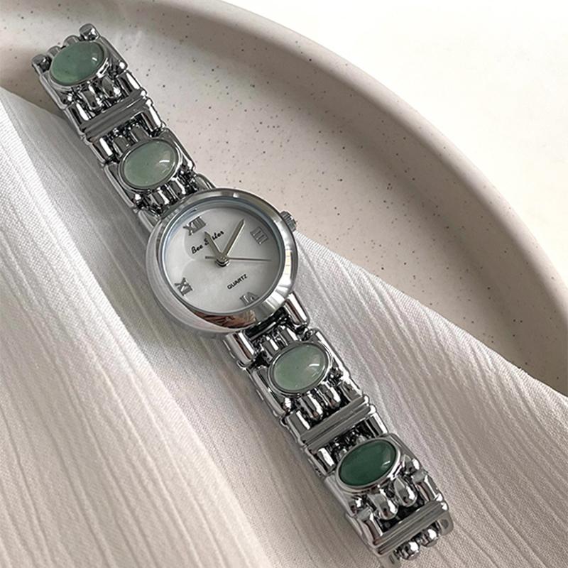 Light Luxury High Quality Watches Women Gemstone Jade Inlaid Small Dial With Clothing Elegant Quartz Watch Women Gift
