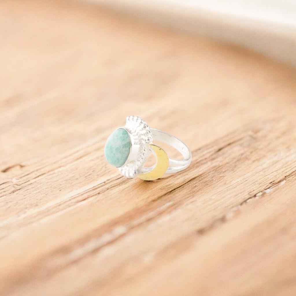 Настоящий Амазонит Драгоценный Камень 925 Стерлинговое Серебро Ювелирные Изделия Ручной Работы Кольцо на День Рождения RR-61-42