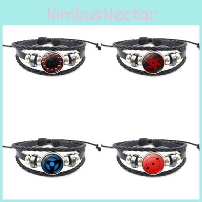 Элегантный браслет из сплава с покрытием, кожаный, с символом Шарингана из Наруто, для мужчин и женщин, студентов