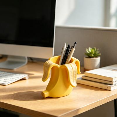 3D-печатница в форме банана Держатель для ручек Компактный настольный органайзер Хранение Декор для кистей Канцелярские принадлежности