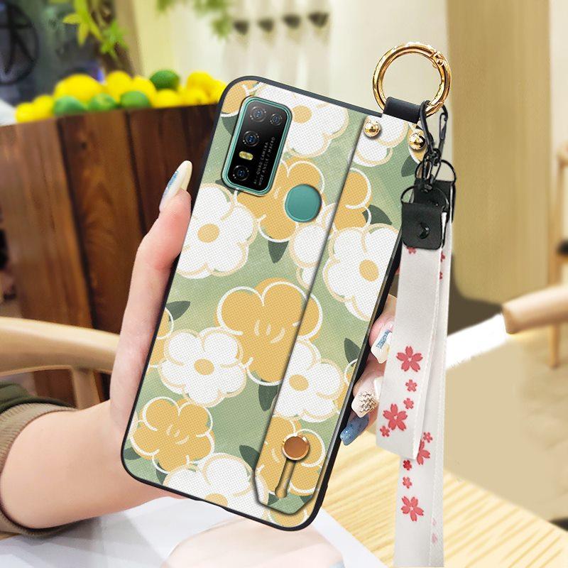 Dirt-resistant Silicone Phone Case For Doogee N30 Waterproof Kickstand Flower Oil Painting Fashion Design Phone Holder