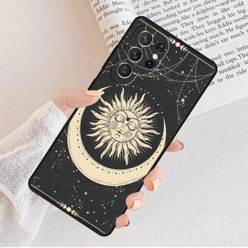 Забавный чехол для телефона с лицом Солнца и Луны для Samsung Galaxy S25 S23 S30 S8 S21 S20 FE S24 S22 Note 10 20 Plus lite Ultra